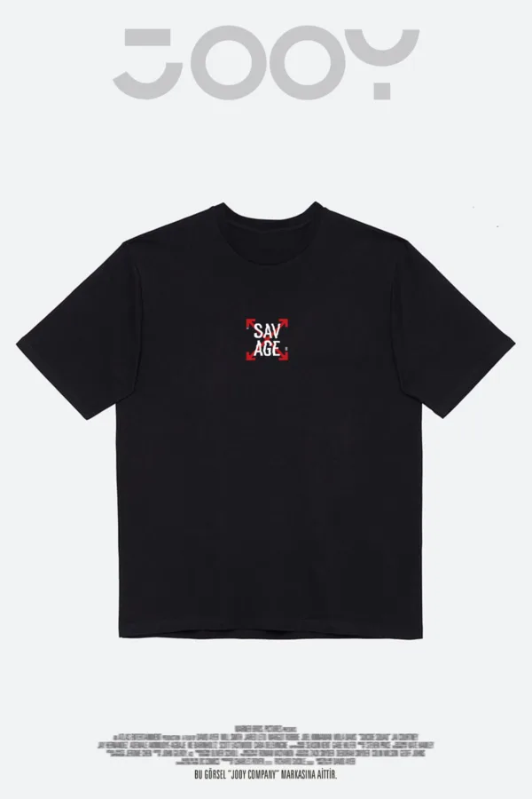 Savage Baskılı Siyah Oversize Tshirt - L-alttext4