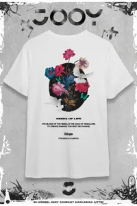 Seeds Of Life Tasarım Beyaz Oversize Tshirt-alttext1
