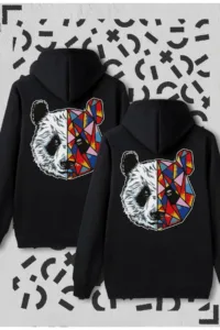 Sevgili Çift Kombini Tokyo Panda Kapüşonlu Sweatshirt 2'li Set-alttext1