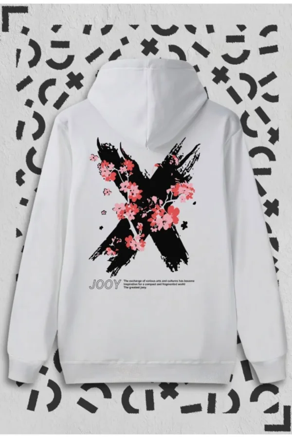 Sevgili Çift Kombini X Flowers Beyaz Kapüşonlu Sweatshirt 2'li Set - M-alttext4