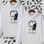 Sevgili Çift Kombinleri Atatürk Siluet Beyaz Kapüşonlu Sweatshirt 2'li Set - M-alttext1