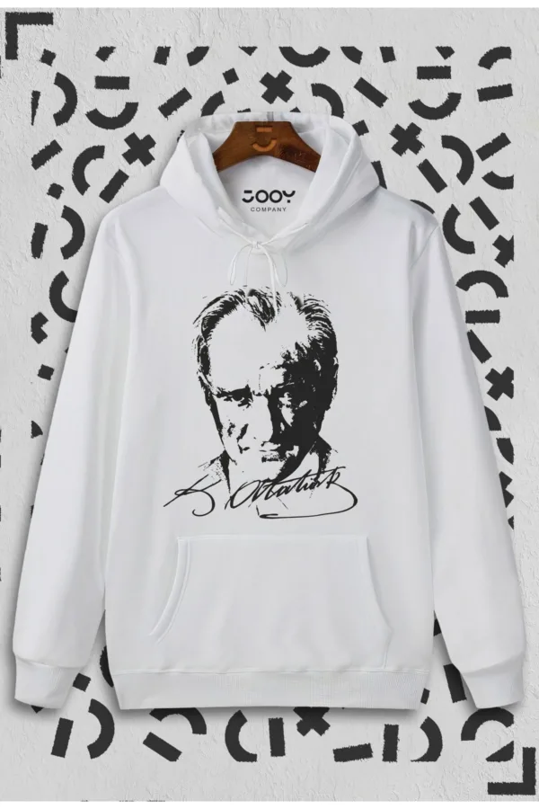 Sevgili Çift Kombinleri Atatürk Siluet Beyaz Kapüşonlu Sweatshirt 2'li Set - M-alttext3