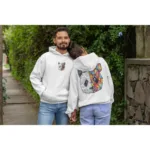 Sevgili Çift Kombinleri Panda Tasarım 2 Ürün Beyaz Kapüşonlu Sweatshirt - XL-alttext1