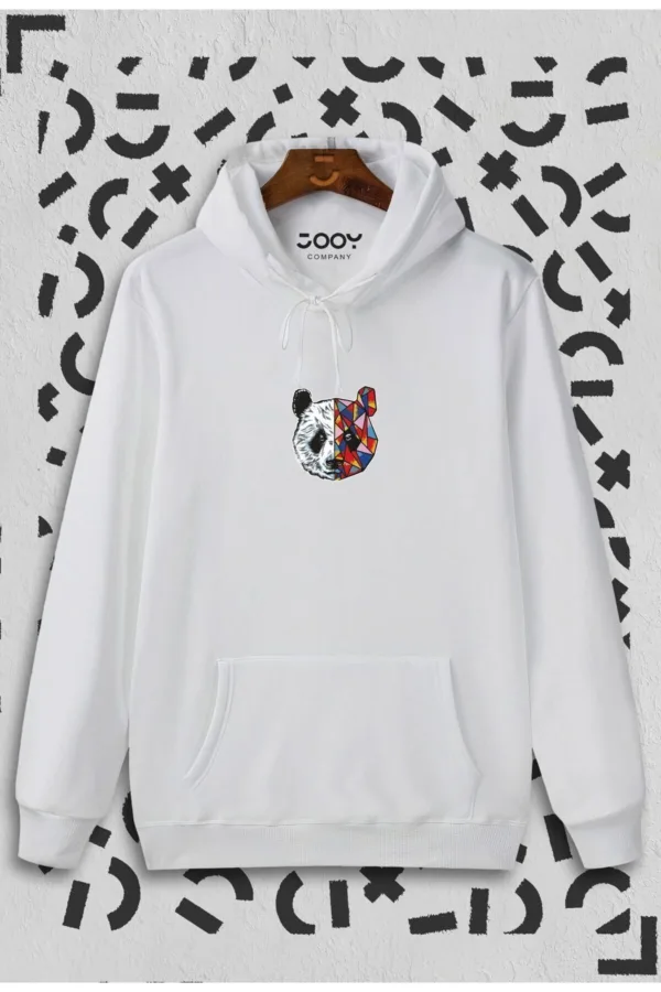 Sevgili Çift Kombinleri Panda Tasarım 2 Ürün Beyaz Kapüşonlu Sweatshirt - XL-alttext5