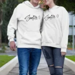Sevgili Çift Kombinleri Smile 2 Ürün Beyaz Kapüşonlu Sweatshirt - XL-alttext1