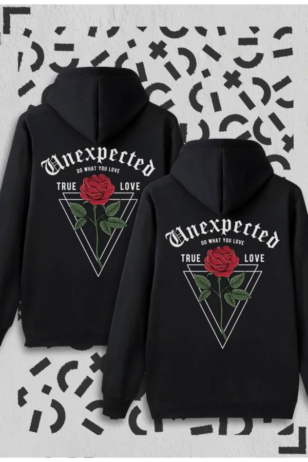 Sevgili Çift Kombinleri Unexpected 2 Ürün Siyah Kapüşonlu Sweatshirt - XL-alttext1