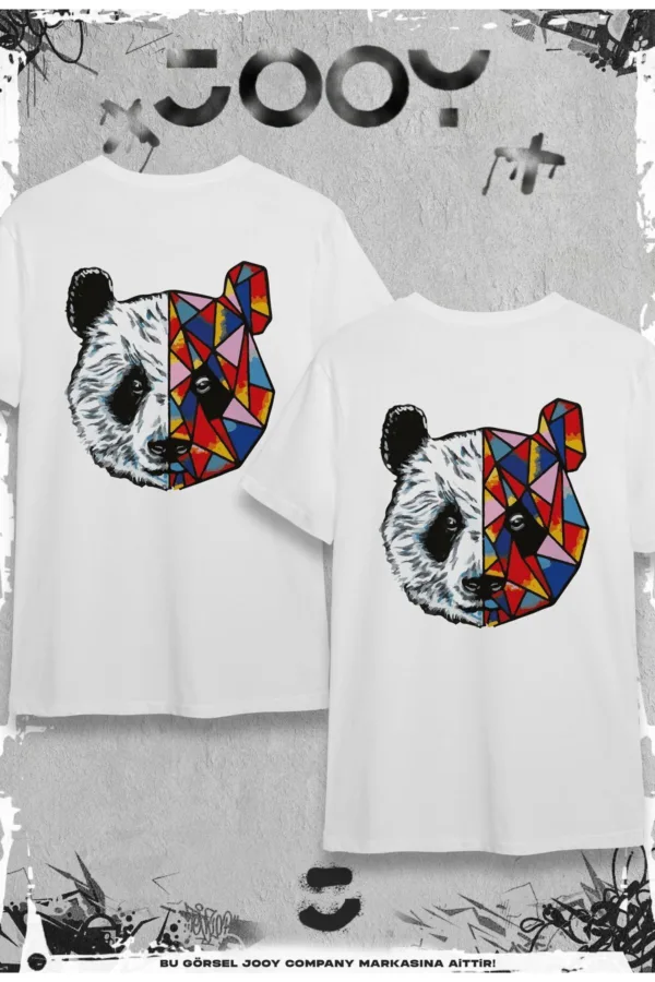 Sevgili Kombini Panda Baskılı Beyaz Oversize Tshirt 2'li Set - M/XL-alttext1