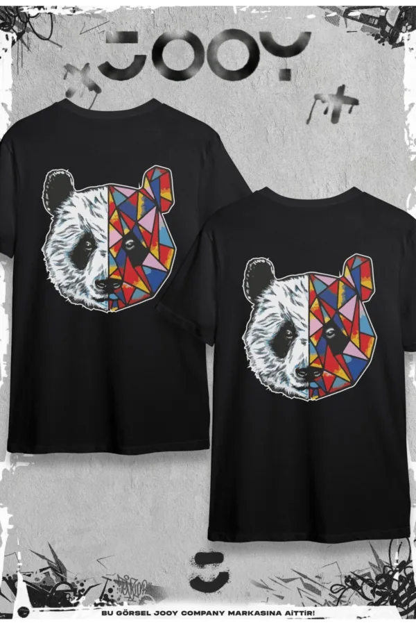 Sevgili Kombini Panda Baskılı Siyah Oversize Tshirt 2'li Set - S-alttext1