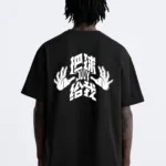 Sihirbaz El Baskılı Siyah Oversize Tshirt - L-alttext1