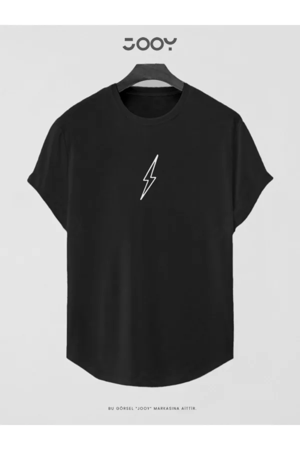 Şimşek Baskılı Slim Fit Oval Kesim T-Shirt - S-alttext1