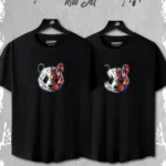 Siyah 2'li Set Panda Baskılı Slim Fit Oval Kesim Tshirt - L-alttext1