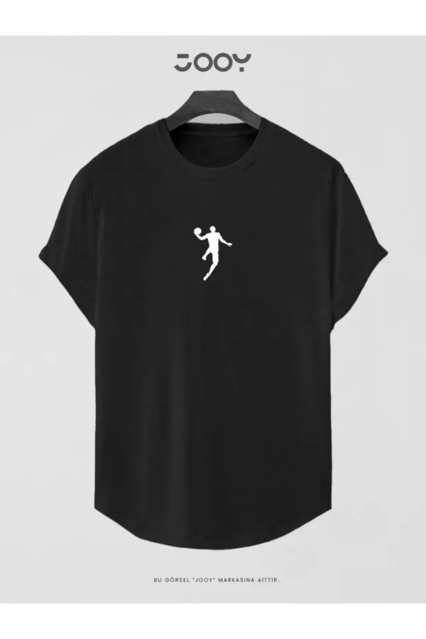 Siyah Basketball Player Baskılı Slim Fit Oval Kesim T-Shirt - 2XL-alttext1