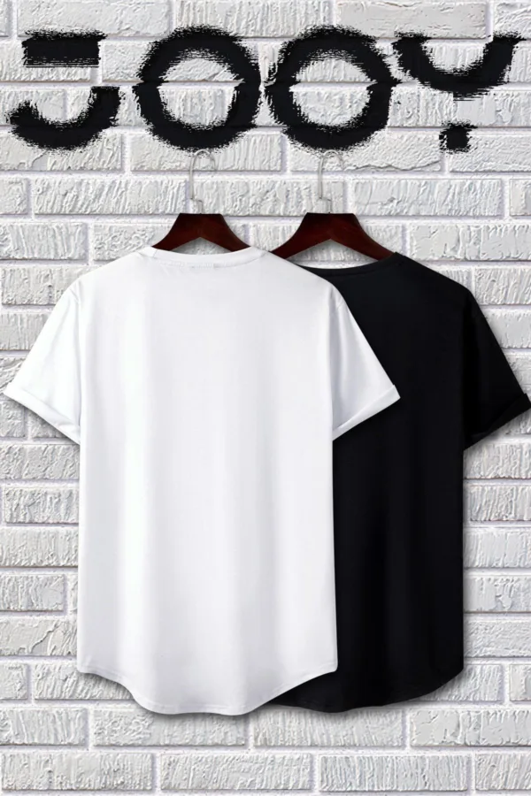 Siyah Beyaz 10 Numara Slim Fit Tshirt 2'li Set - S-alttext4