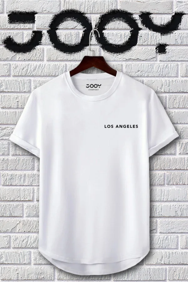Siyah Beyaz Los Angeles Baskılı Slim Fit Tshirt Ikili Set - L-alttext2