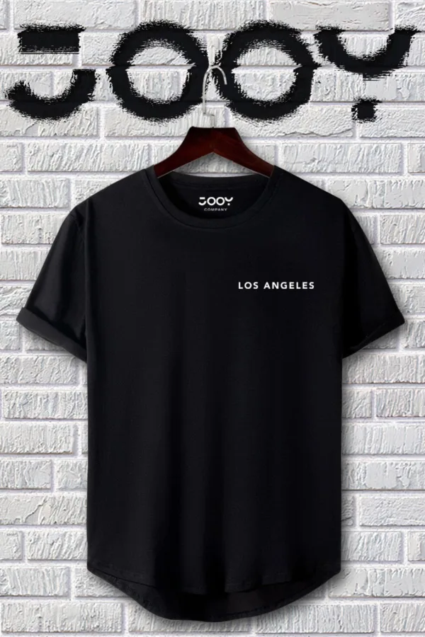 Siyah Beyaz Los Angeles Baskılı Slim Fit Tshirt Ikili Set - L-alttext3