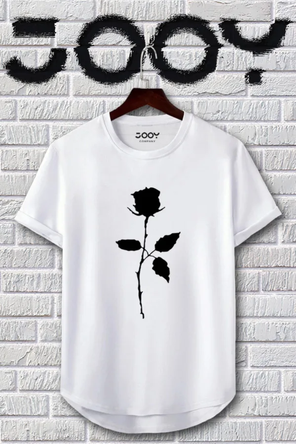 Siyah Beyaz Oval Kesim Gül Tasarım Tshirt 2'li Set - S-alttext3