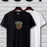 Siyah Beyaz Oval Kesim Para Tasarım Tshirt Ikili Set - XL-alttext1
