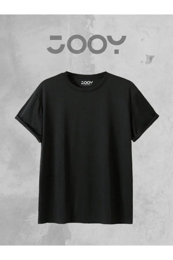 Siyah Bisiklet Yaka Oversize Boyfriend Basic Tshirt - XL-alttext2
