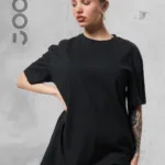 Siyah Bisiklet Yaka Oversize Boyfriend Basic Tshirt - XL-alttext1