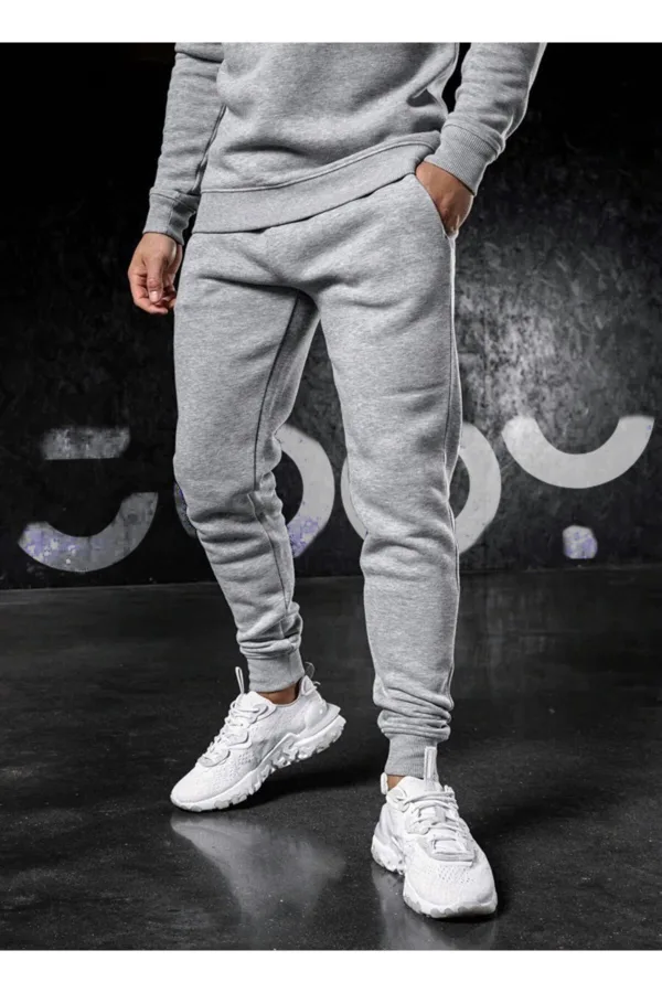 Siyah Bisiklet Yaka Sweatshirt Gri Eşofman Altı Takım 2'li Kombin - L-alttext2