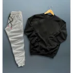 Siyah Bisiklet Yaka Sweatshirt Gri Eşofman Altı Takım 2'li Kombin - L-alttext1