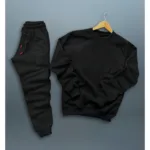Siyah Bisiklet Yaka Sweatshirt Siyah Eşofman Altı Takım 2'li Kombin - M-alttext1