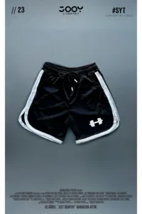 Siyah Dambıl Baskılı Antrenman Fitness Sporcu Şort-alttext1