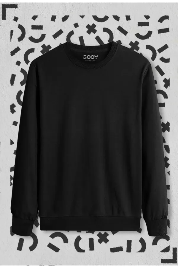 Siyah Düz Basic Bisiklet Yaka Sweatshirt - S-alttext1
