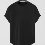 Siyah Düz Baskısız Basic Slim Fit Oval Kesim T-Shirt - L-alttext1