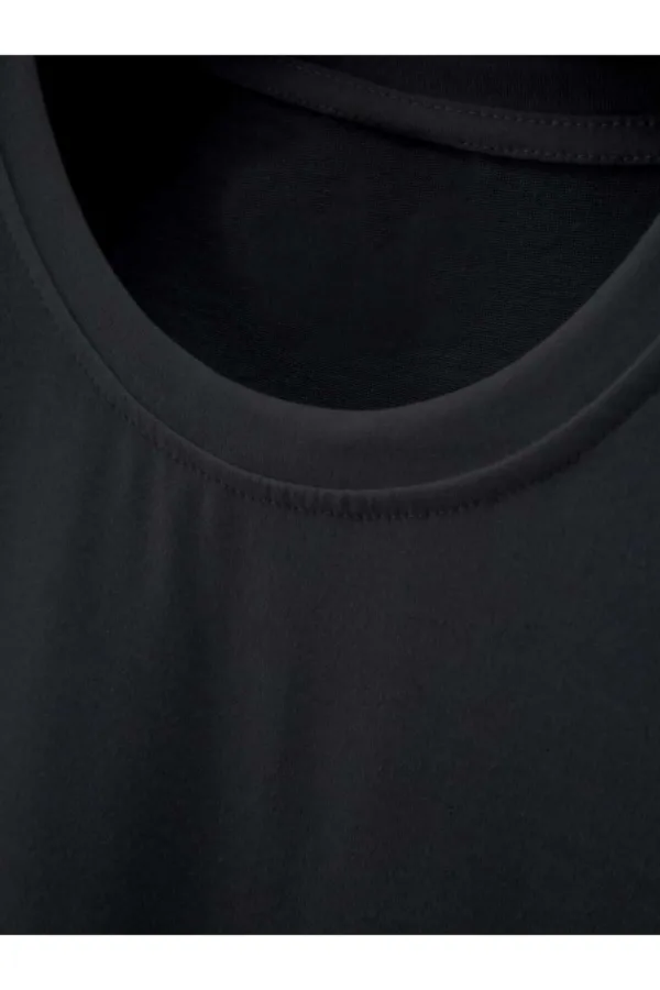 Siyah Düz Baskısız Basic Slim Fit Oval Kesim T-Shirt - L-alttext3