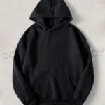 Siyah Düz Baskısız Kalın Şardonlu 3 İplik Kapüşonlu Sweatshirt - L-alttext1