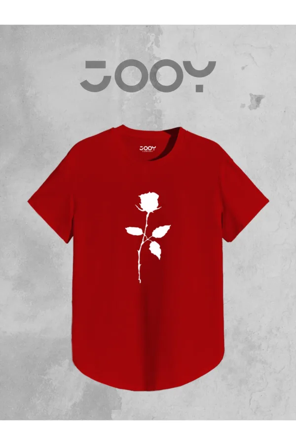 Siyah Kırmızı Oval Kesim Gül Tasarım Tshirt 2'li Set - L-alttext3