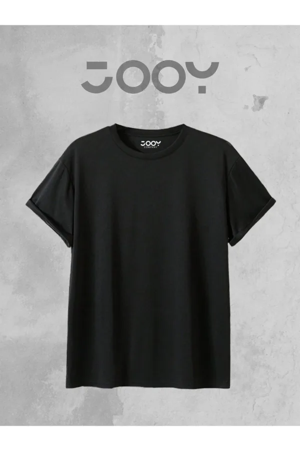 Siyah Oversize Geniş Kalıp Düz Baskısız Basic Tshirt - S-alttext2