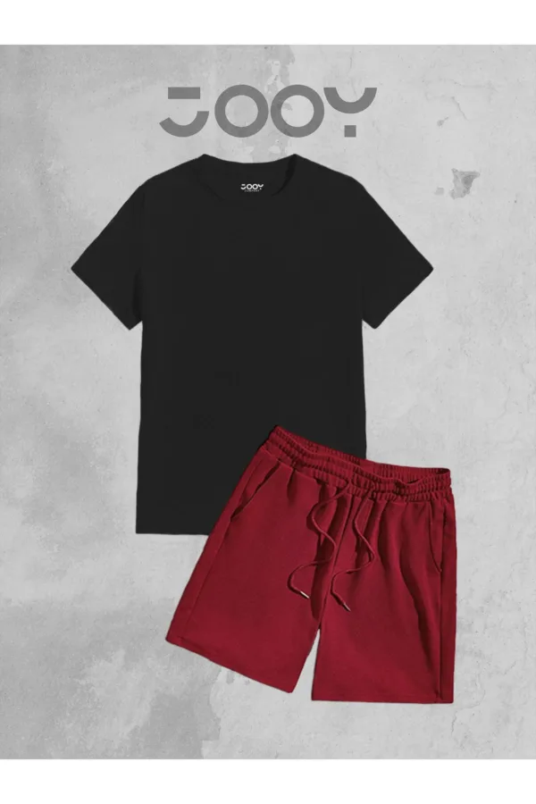 Siyah Oversize Tshirt - Bordo Penye Şort Takım - S-alttext2