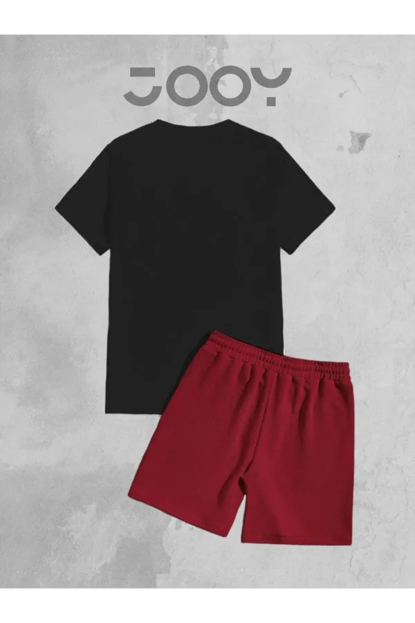 Siyah Oversize Tshirt - Bordo Penye Şort Takım - S-alttext3