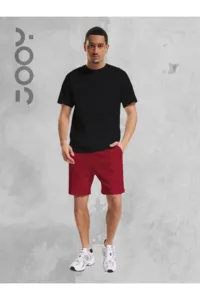 Siyah Oversize Tshirt - Bordo Penye Şort Takım-alttext1