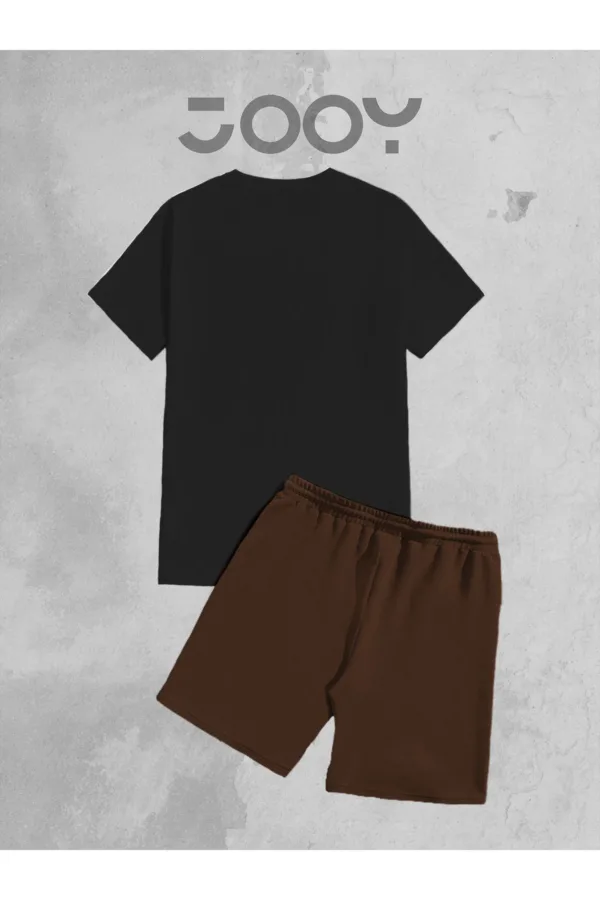 Siyah Oversize Tshirt - Kahverengi Penye Şort Takım - L-alttext3