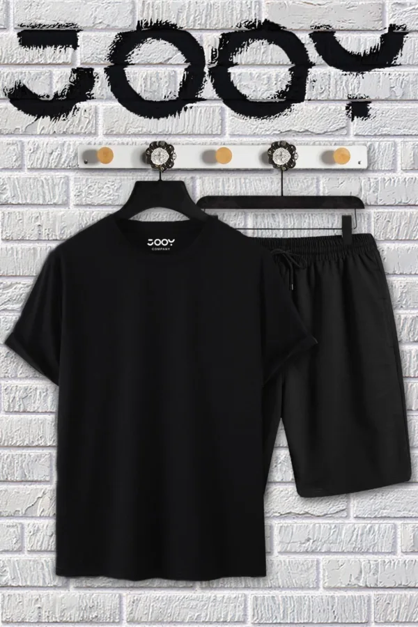 Siyah Oversize Tshirt Ve Penye Şort Takım - M-alttext1
