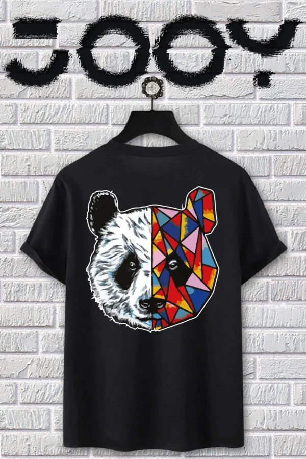 Siyah Tokyo Panda Baskılı Oversize T-shirt Ve Penye Şort Takım - S-alttext3