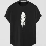 Siyah Tüy Baskılı Oval Kesim Slim Fit T-Shirt - S-alttext1