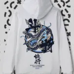 Snake Baskılı Beyaz Kapüşonlu Sweatshirt Hoodie - L-alttext1