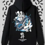 Snake Baskılı Siyah Kapüşonlu Sweatshirt Hoodie - M-alttext1