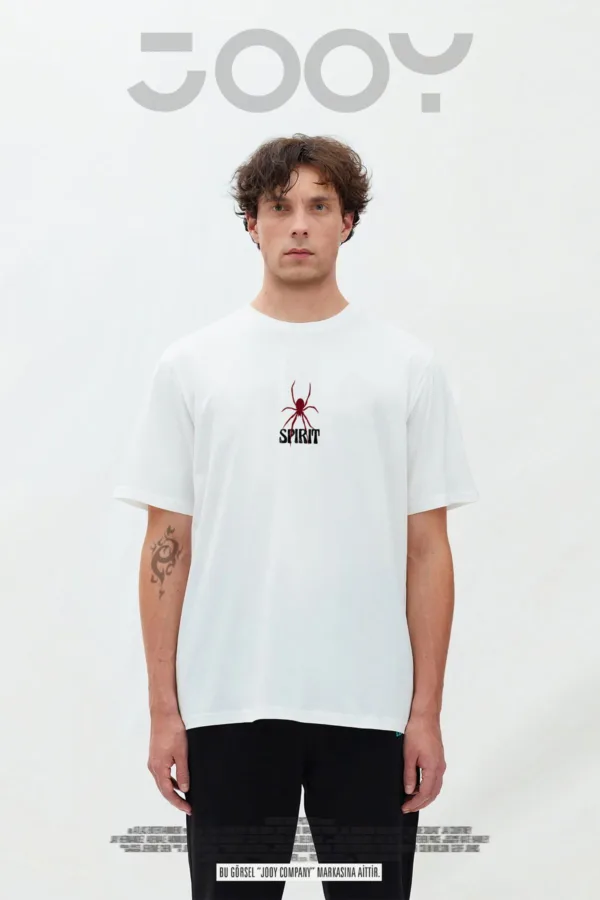 Spirit Baskılı Beyaz Oversize Tshirt - S-alttext2
