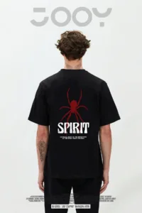 Spirit Baskılı Siyah Oversize Tshirt-alttext1