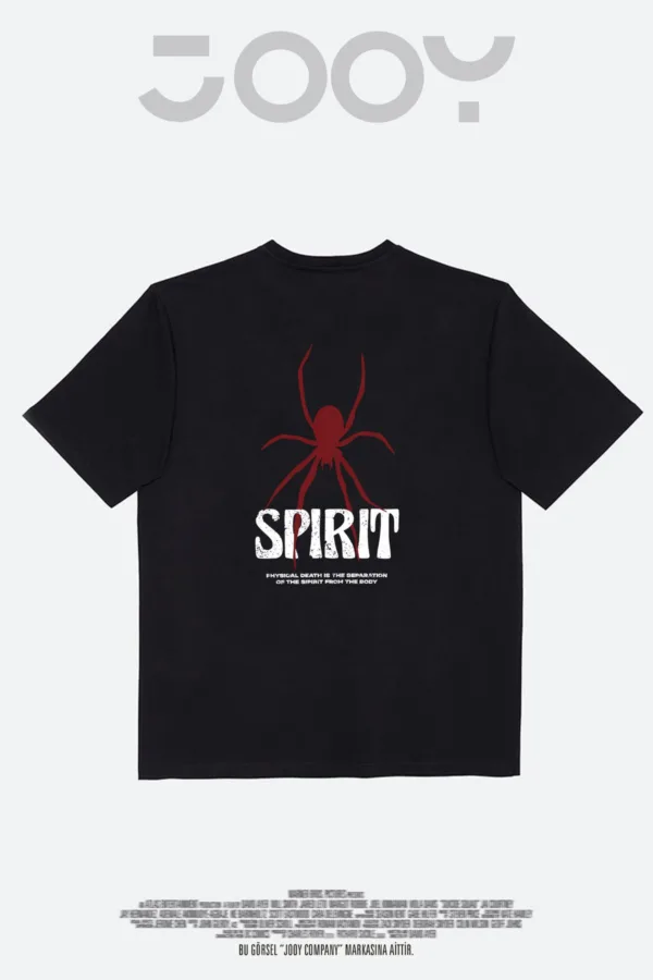 Spirit Baskılı Siyah Oversize Tshirt - S-alttext4