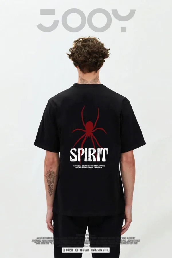 Spirit Baskılı Siyah Oversize Tshirt - S-alttext1