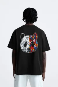Stay True Tokyo Panda Tasarım Siyah Oversize Tshirt-alttext1