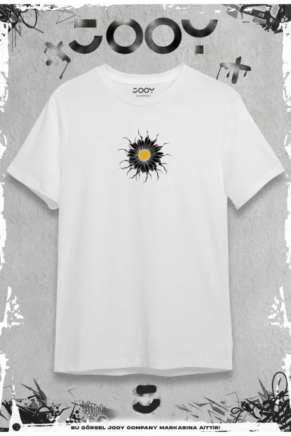 Strength Flower Tasarım Beyaz Oversize Tshirt - M-alttext2