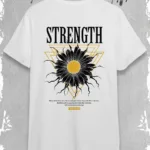 Strength Flower Tasarım Beyaz Oversize Tshirt - M-alttext1