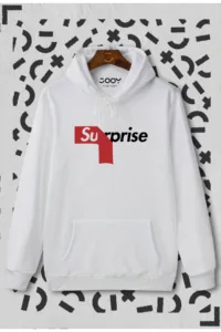 Suprise Baskılı Beyaz Kapüşonlu Sweatshirt-alttext1